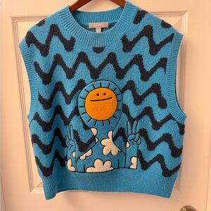 Blue Sunny Cloud Graphic Knit Vest